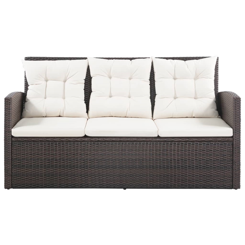 vidaXL 5 Piece Steel Sofa Set in Brown/Cream