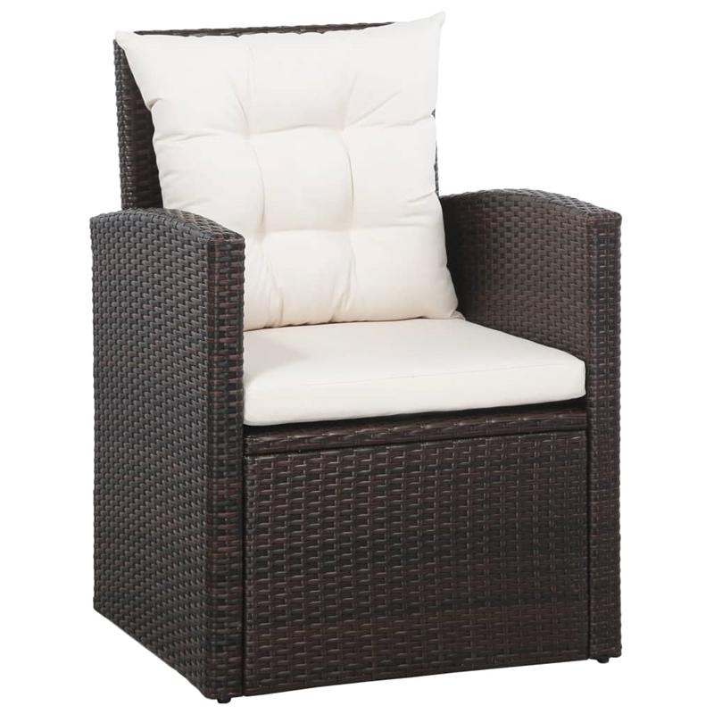 vidaXL 5 Piece Steel Sofa Set in Brown/Cream