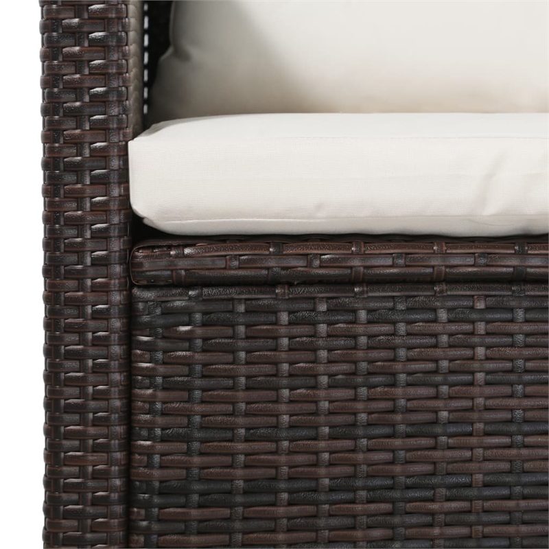 vidaXL 5 Piece Steel Sofa Set in Brown/Cream