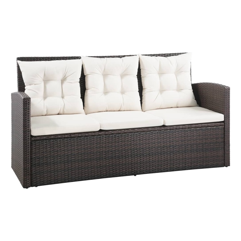 vidaXL 5 Piece Steel Sofa Set in Brown/Cream