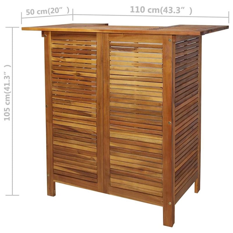 vidaXL Solid Acacia Wood Small Bar Set in Brown