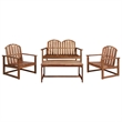 vidaXL 4 Piece Solid Acacia Wood Medium Sofa Set in Brown