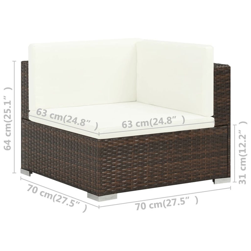 vidaXL 6 Piece Small Patio Sofa Set in White/Brown/Cream