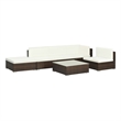 vidaXL 6 Piece Small Patio Sofa Set in White/Brown/Cream