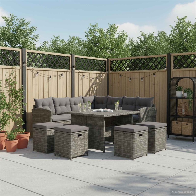vidaXL 6 Piece Steel Garden Lounge Set in Gray
