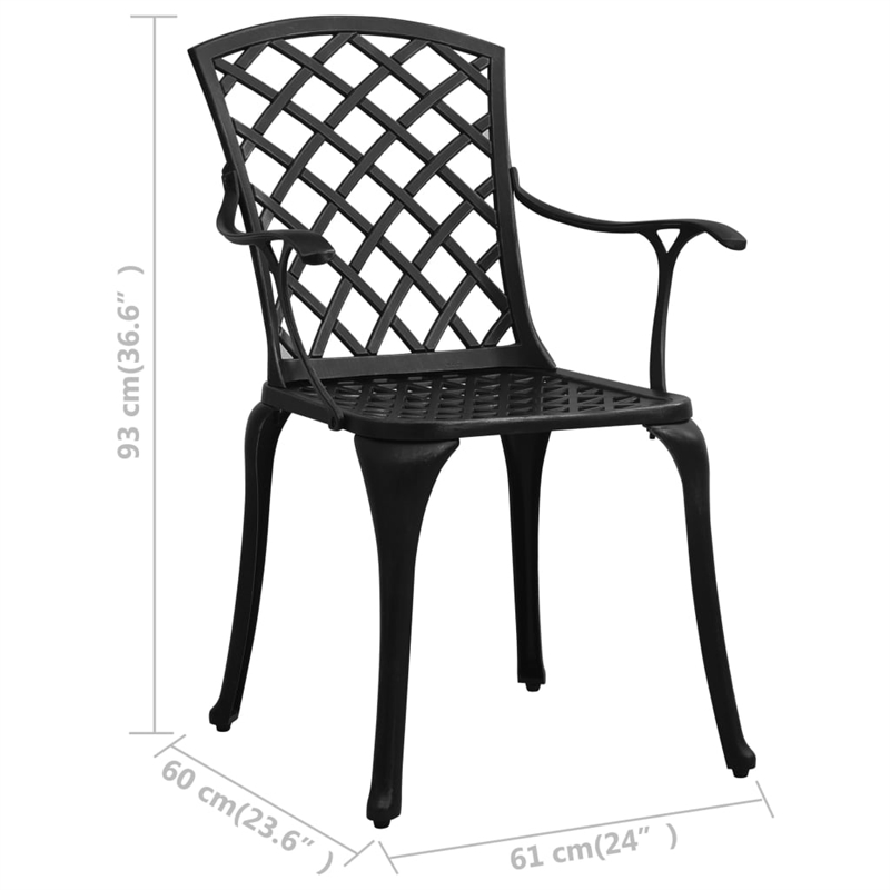 vidaXL 3 Piece Aluminum Small Bistro Set in Black