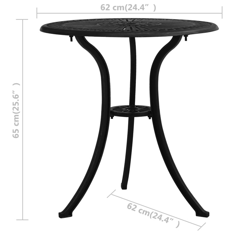 vidaXL 3 Piece Aluminum Small Bistro Set in Black