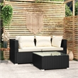 vidaXL 3 Piece Steel Garden Lounge Set in Black/Cream