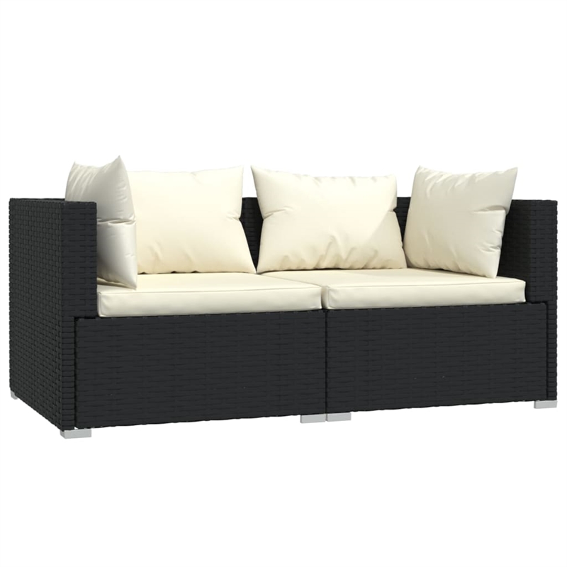 vidaXL 3 Piece Steel Garden Lounge Set in Black/Cream