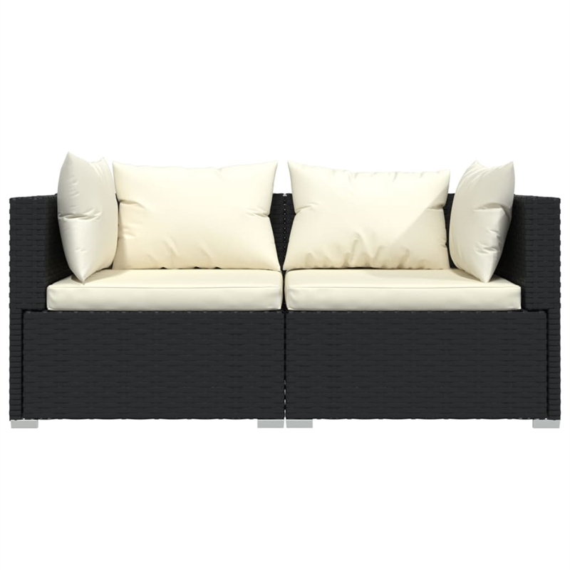 vidaXL 3 Piece Steel Garden Lounge Set in Black/Cream