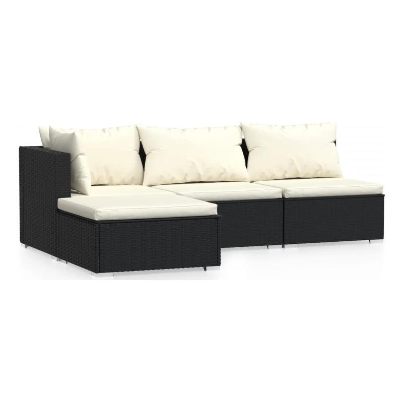 vidaXL 4 Piece Poly Rattan Garden Lounge Set in Black