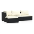 vidaXL 4 Piece Poly Rattan Garden Lounge Set in Black