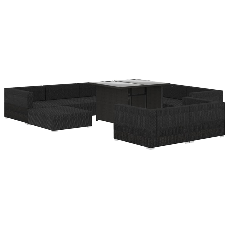 vidaXL 10 Piece Steel Garden Lounge Set in Black