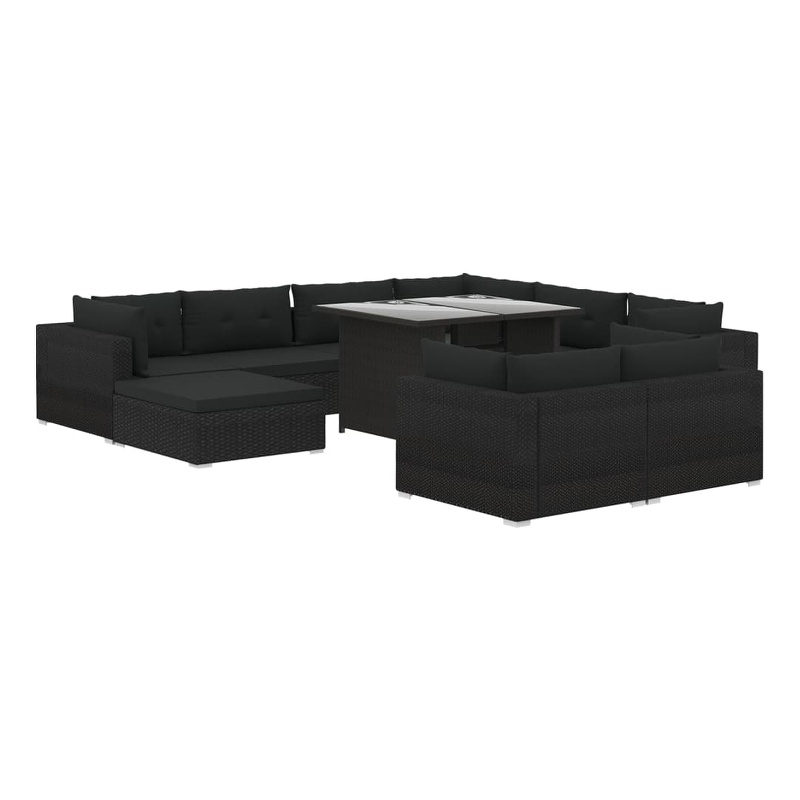 vidaXL 10 Piece Steel Garden Lounge Set in Black