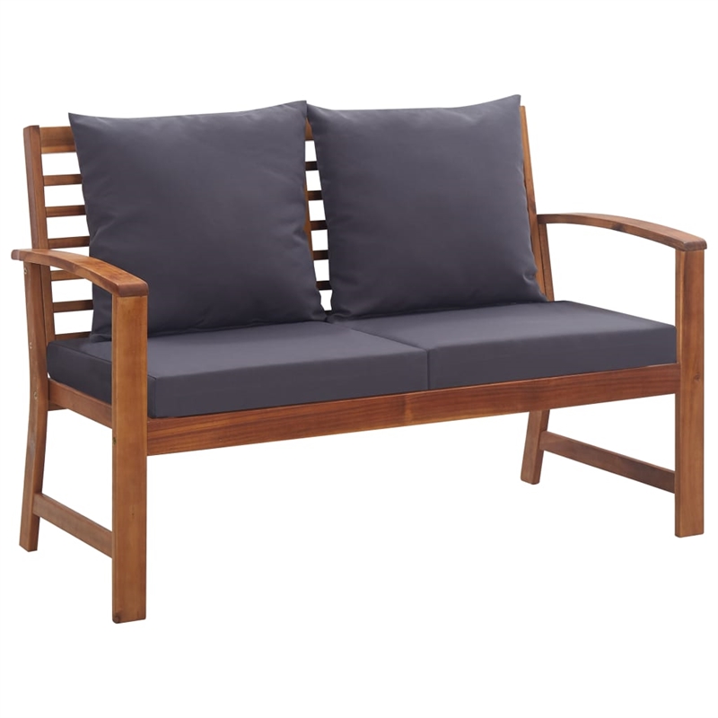 vidaXL 4 Piece Solid Acacia Wood Sofa Set in Gray