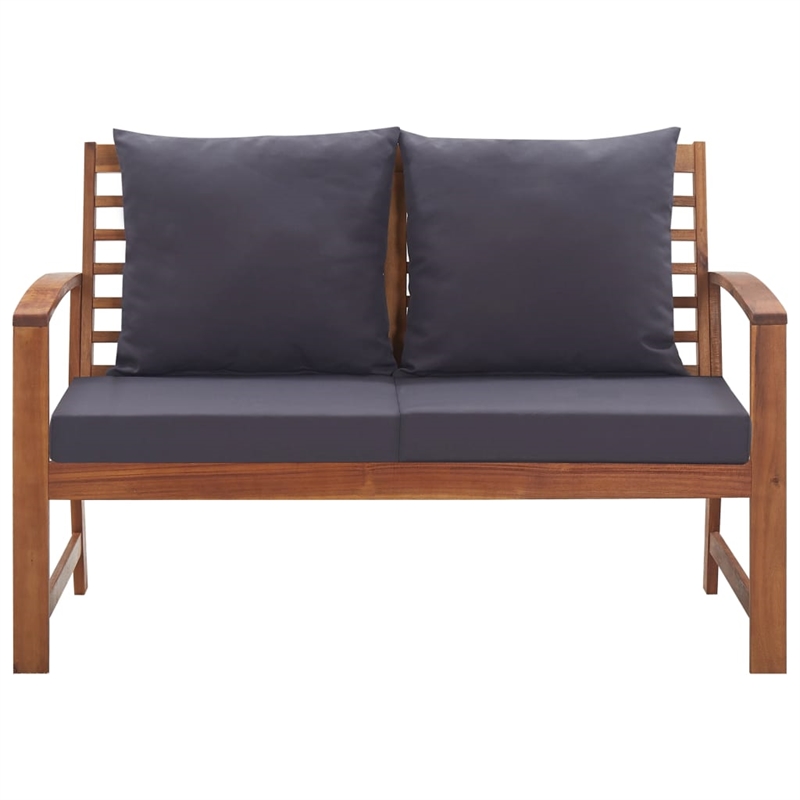 vidaXL 4 Piece Solid Acacia Wood Sofa Set in Gray