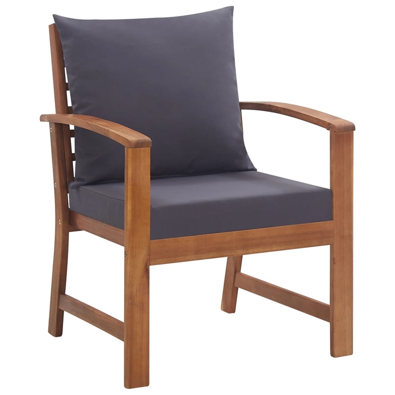vidaXL 4 Piece Solid Acacia Wood Sofa Set in Gray