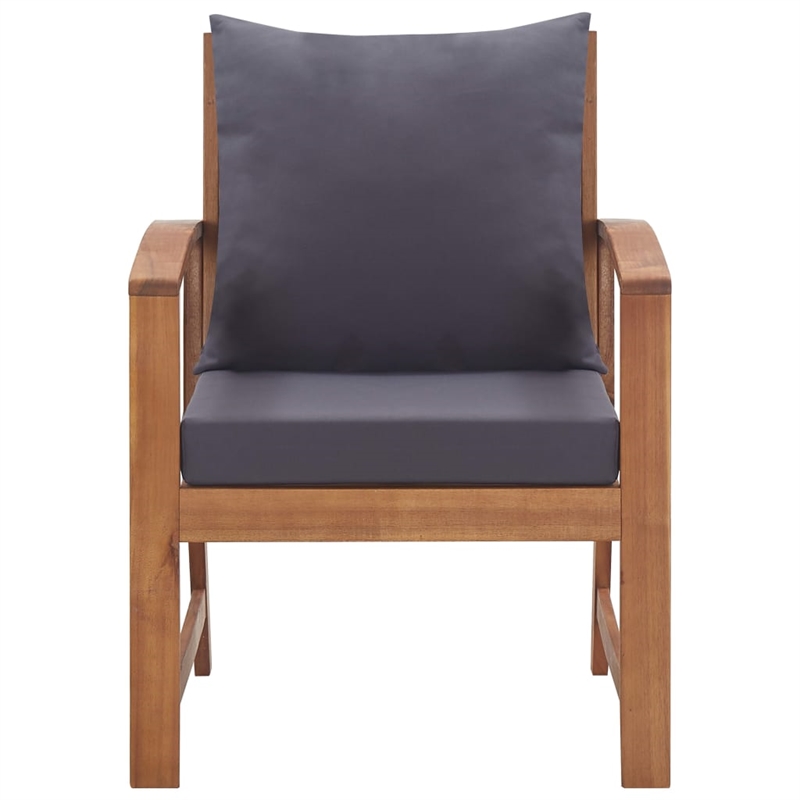 vidaXL 4 Piece Solid Acacia Wood Sofa Set in Gray