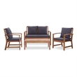 vidaXL 4 Piece Solid Acacia Wood Sofa Set in Gray