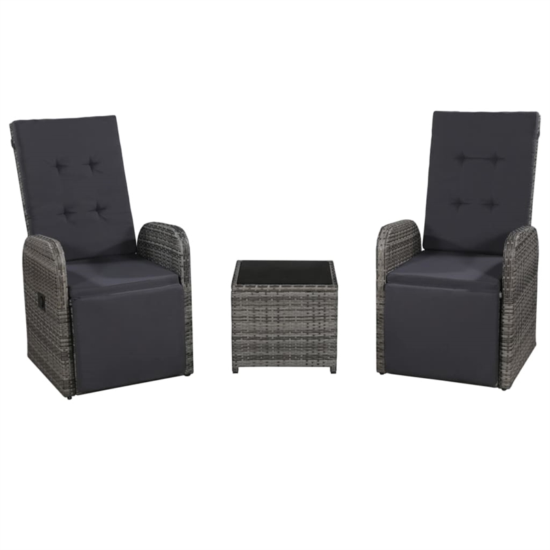 vidaXL 3 Piece Steel Bistro Set in Gray