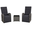 vidaXL 3 Piece Steel Bistro Set in Gray