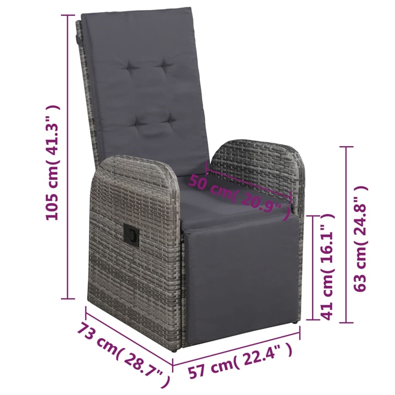 vidaXL 3 Piece Steel Bistro Set in Gray