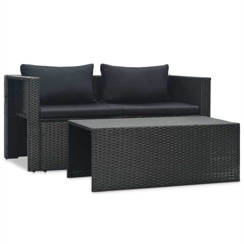 vidaXL 6 Piece Steel Large Sofa Set in Black