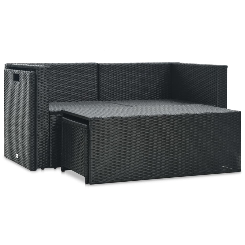 vidaXL 6 Piece Steel Large Sofa Set in Black