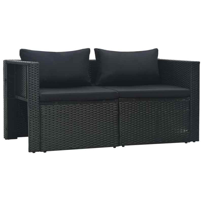 vidaXL 6 Piece Steel Large Sofa Set in Black