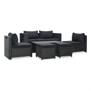 vidaXL 6 Piece Steel Large Sofa Set in Black