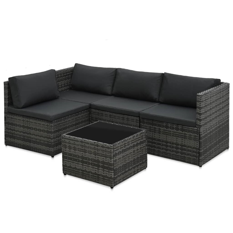 vidaXL 5 Piece Poly Rattan Garden Lounge Set in Black/Gray/Anthracite