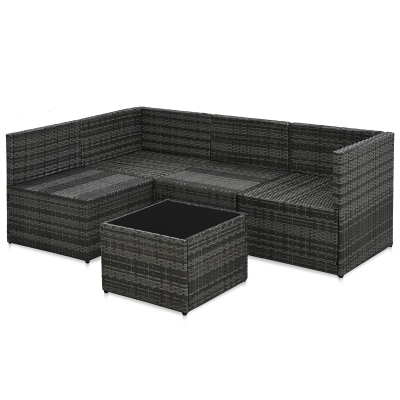vidaXL 5 Piece Poly Rattan Garden Lounge Set in Black/Gray/Anthracite