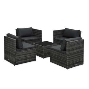 vidaXL 5 Piece Poly Rattan Garden Lounge Set in Black/Gray/Anthracite