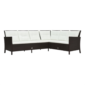 vidaXL Steel Garden Furniture Set in White/Brown/Cream