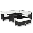 vidaXL 3 Piece Poly Rattan Garden Furniture Set in Black/White/Cream