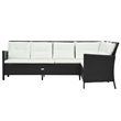 vidaXL 3 Piece Poly Rattan Garden Furniture Set in Black/White/Cream
