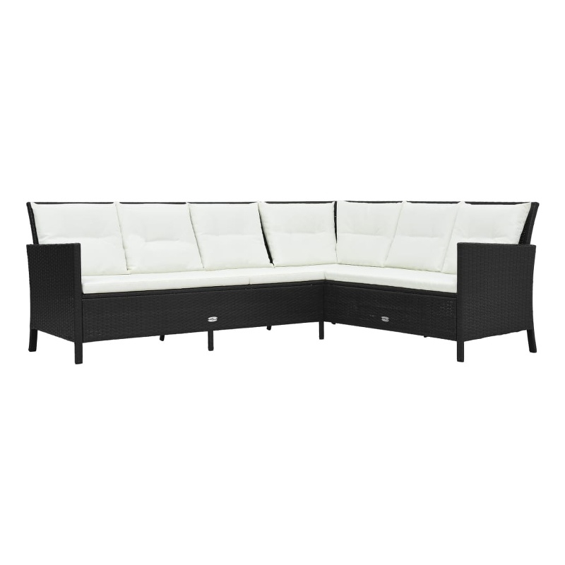 vidaXL 3 Piece Poly Rattan Garden Furniture Set in Black/White/Cream