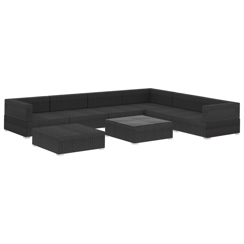 vidaXL 8 Piece Steel Lounge Set in Black
