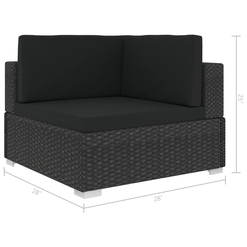 vidaXL 8 Piece Steel Lounge Set in Black