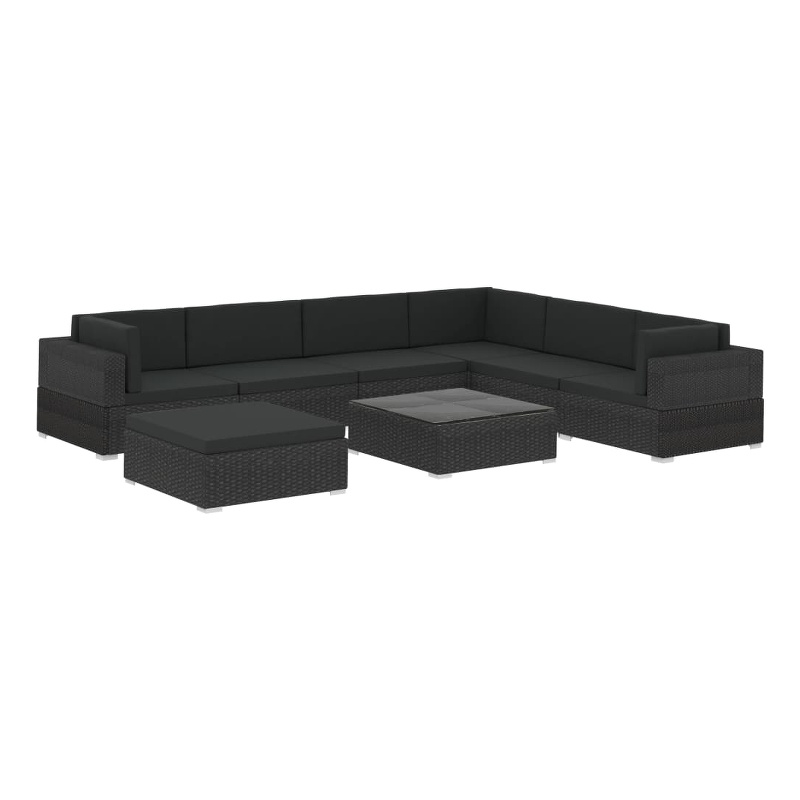 vidaXL 8 Piece Steel Lounge Set in Black