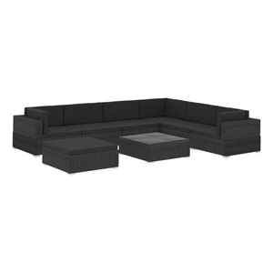vidaXL 8 Piece Steel Lounge Set in Black