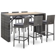 vidaXL 7 Piece Solid Acacia Wood Bar Set in Gray/Anthracite