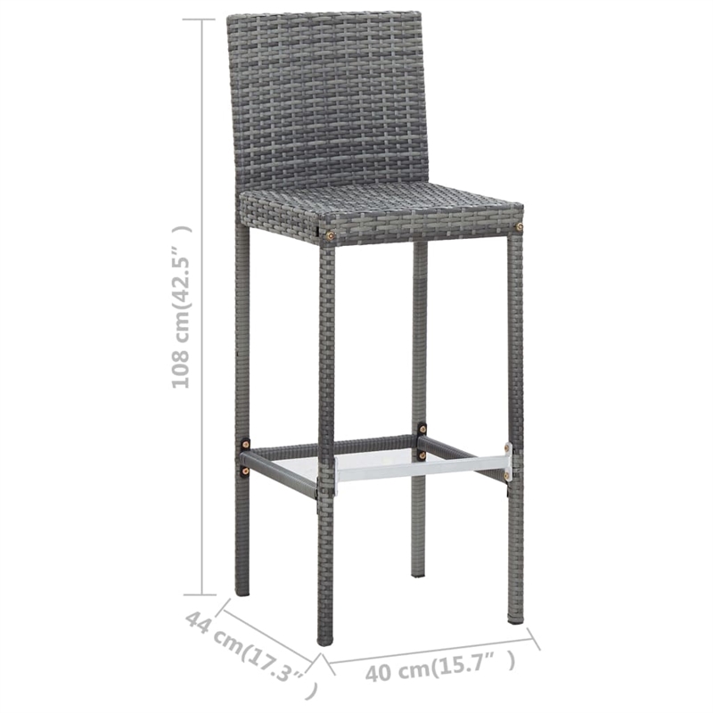vidaXL 7 Piece Solid Acacia Wood Bar Set in Gray/Anthracite