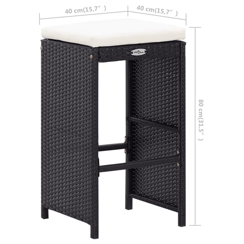 vidaXL 9 Piece Poly Rattan Bar Set in Black