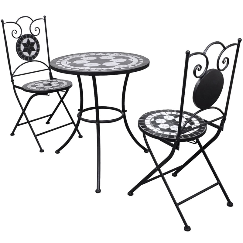 vidaXL Steel Small Patio Furniture in Black/White