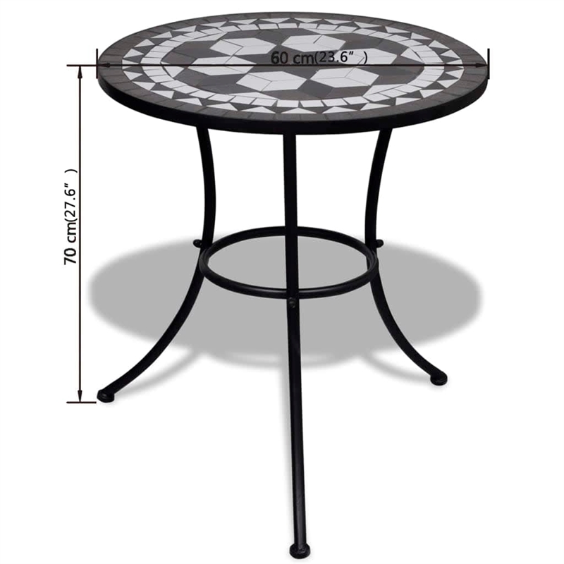 vidaXL Steel Small Patio Furniture in Black/White