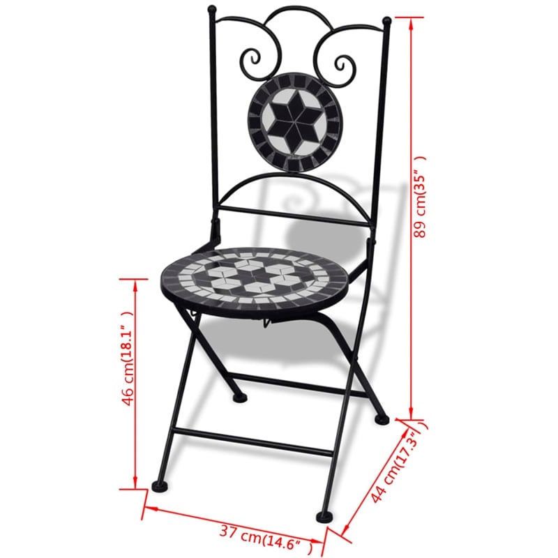 vidaXL Steel Small Patio Furniture in Black/White
