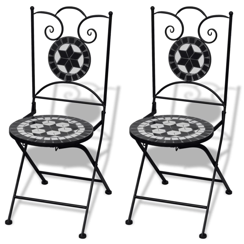 vidaXL Steel Small Patio Furniture in Black/White