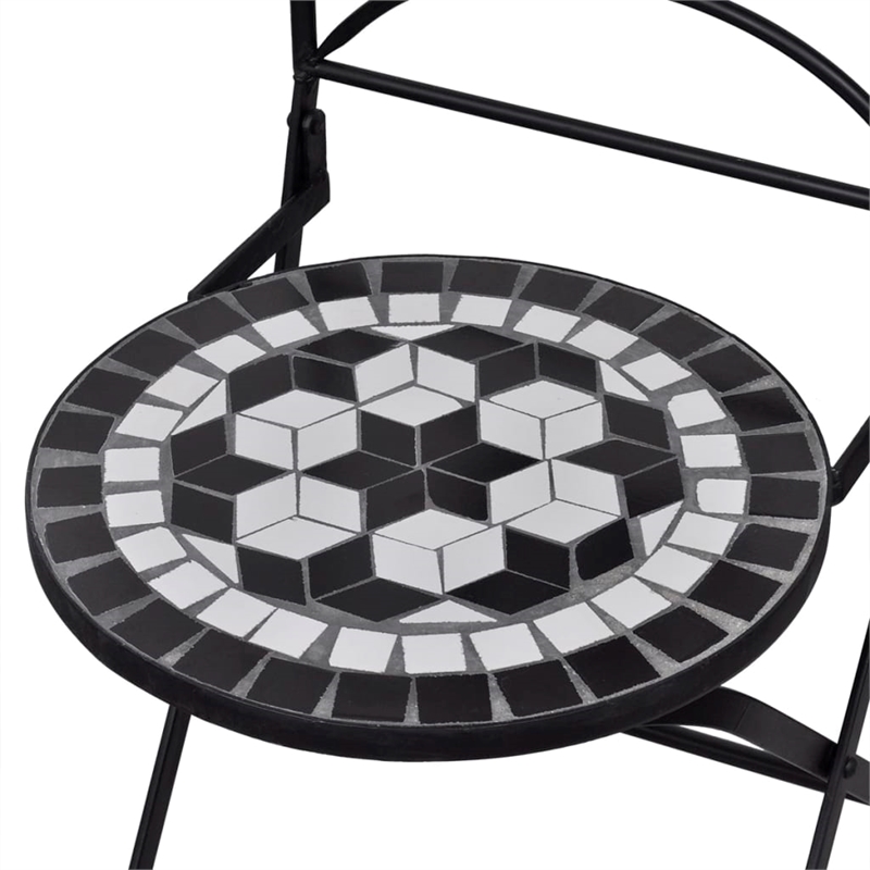 vidaXL Steel Small Patio Furniture in Black/White