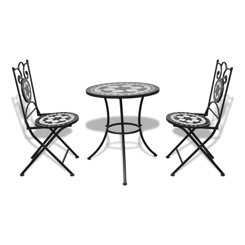 vidaXL Steel Small Patio Furniture in Black/White